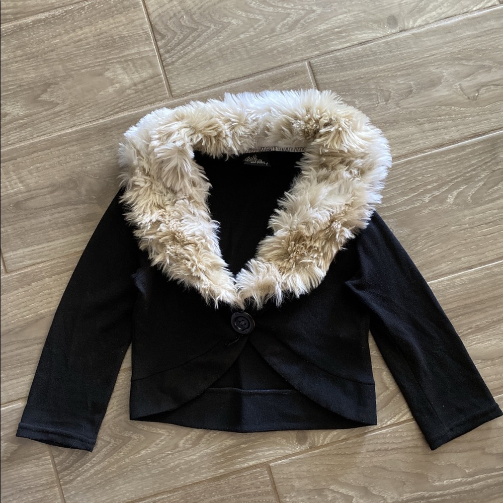 Retro rockabilly faux fur collar bolero cardigan